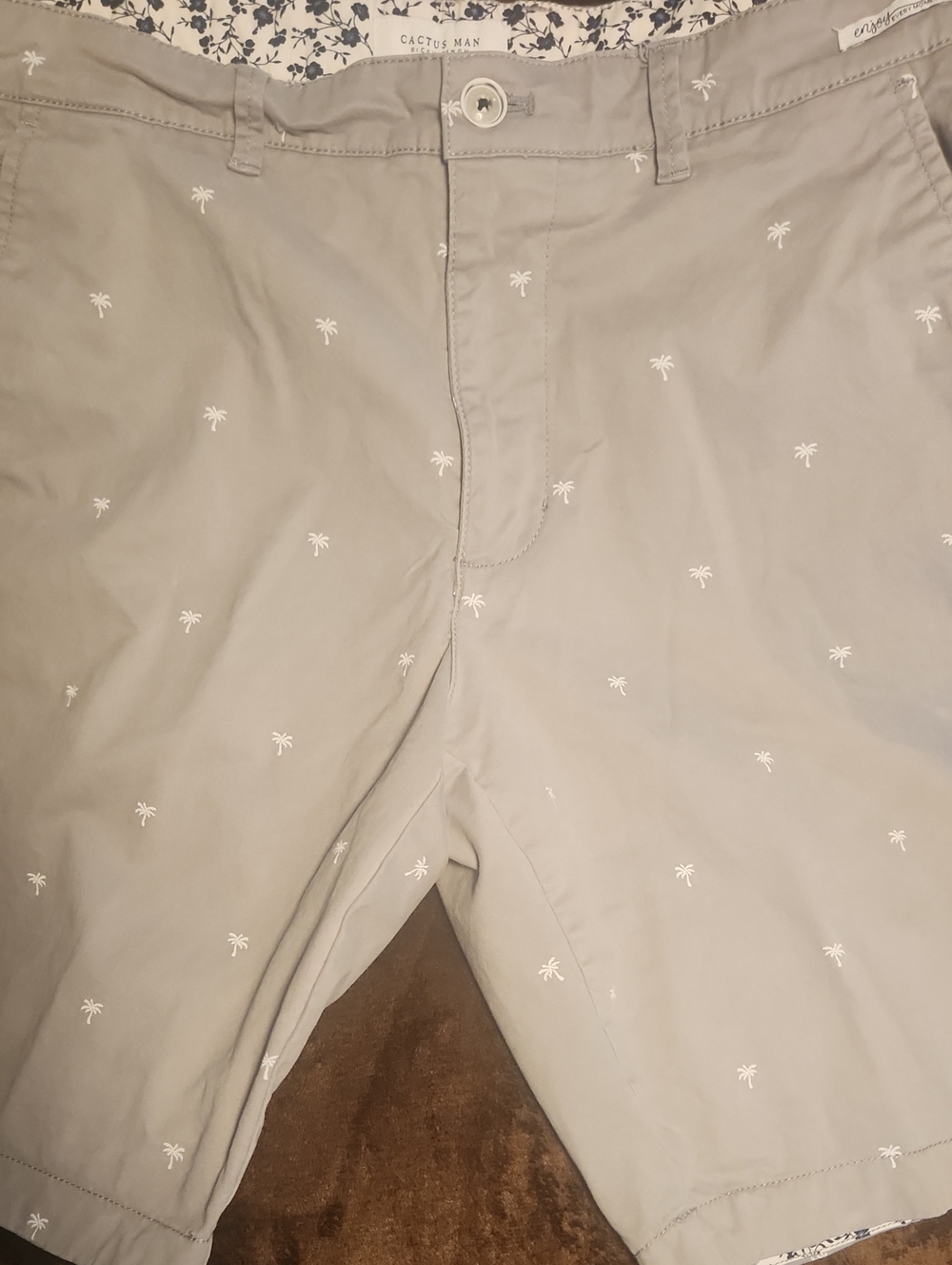 Cactus Men's Light Gray Palm-Print Chinos Size 34